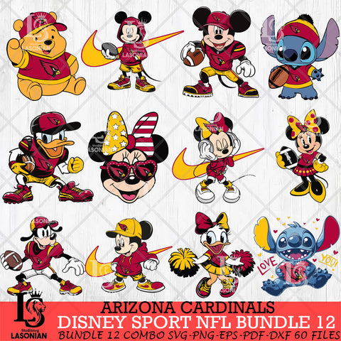 Arizona Cardinals Disney NFL Bundle 12 Svg Eps Dxf Png File, Digital Download, Instant Download