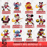 Arizona Cardinals Disney NFL Bundle Svg PNG 12 Svg Eps Dxf Png File, Digital Download