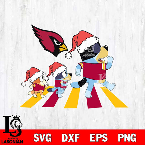 Arizona Cardinals Family Bluey Walking Christmas Svg Eps Dxf Png File, Digital Download, Instant Download