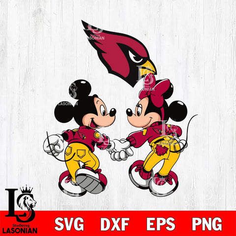 Arizona Cardinals Fan Minnie And Mickey Love Svg Eps Dxf Png File, Digital Download, Instant Download