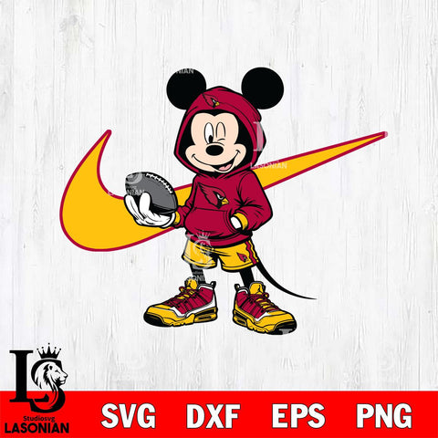 Arizona Cardinals Mickey Wearing Hoodie Sport Svg Eps Dxf Png File, Digital Download, Instant Download