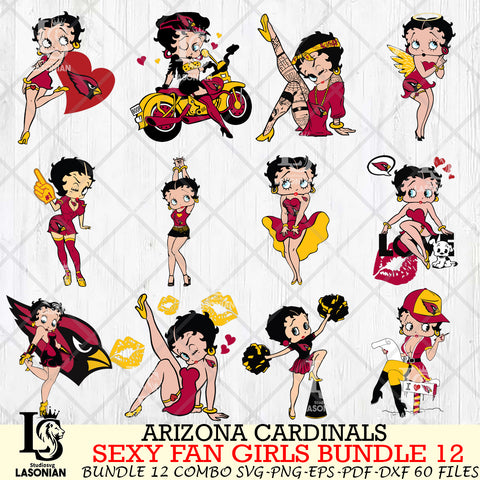 Arizona Cardinals Sexy Fan Girls Bundle 12 Svg Eps Dxf Png File, Digital Download, Instant Download