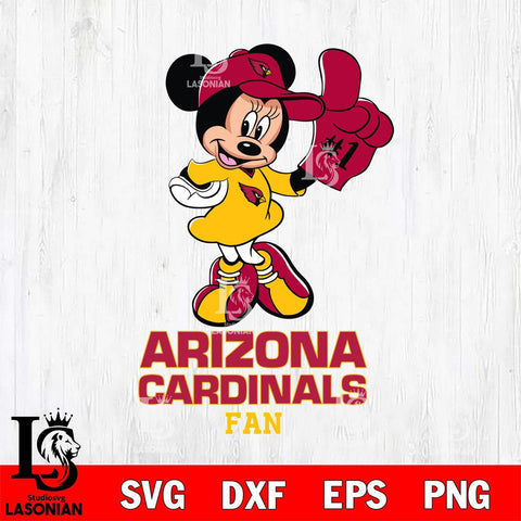 Arizona Cardinals #1 Fan Minnie Mouse Svg Eps Dxf Png File, Digital Download, Instant Download