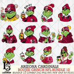 Arizona Cardinals  Boujee Grinch NFL Bundle 12 SVG Eps Dxf Png File, Digital Download, Instant Download