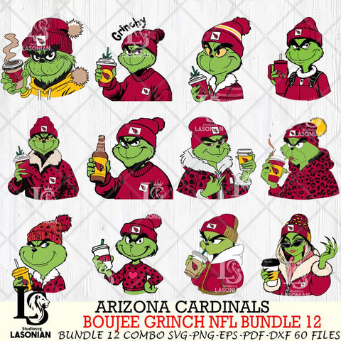 Arizona Cardinals  Boujee Grinch NFL Bundle 12 SVG Eps Dxf Png File, Digital Download, Instant Download