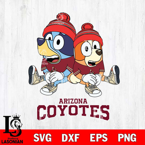 Arizona Coyotes Christmas Bluey & Bingo Sit Svg, Christmas Svg , NHL svg , Digital Download, dxf eps png pdf file