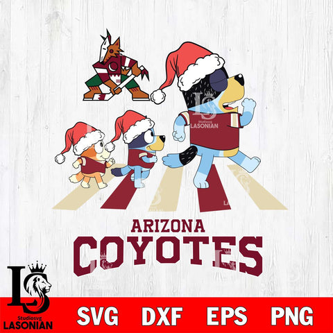 Arizona Coyotes Christmas Family Bluey Walking Svg, Christmas Svg , NHL svg , Digital Download, dxf eps png pdf file