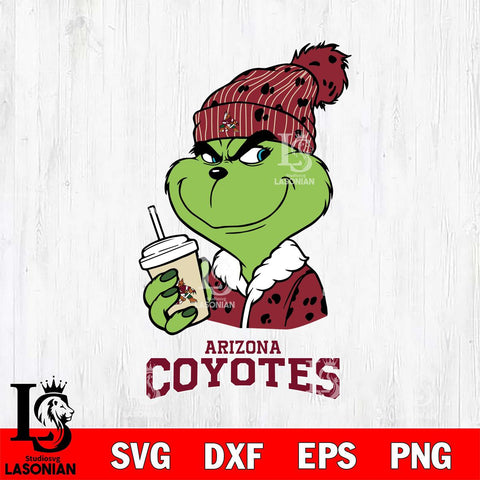 Arizona Coyotes Grinch Cofffe Christmas Cut Files, Cricut,Christmas Svg Dxf Eps Png file , Digital Download