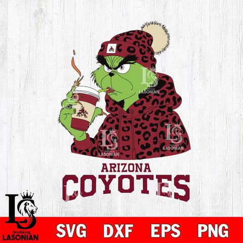 Arizona Coyotes Grinch Leopard Christmas Cut Files, Cricut,Christmas Svg Dxf Eps Png file , Digital Download