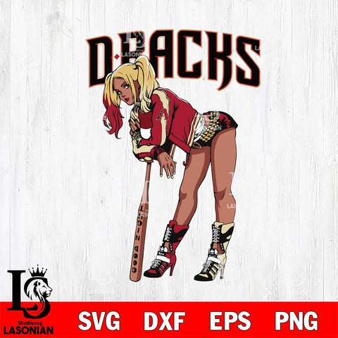 Arizona Diamondbacks Black Fan Girl Harley Quinn MLB Svg Eps Dxf Png File, Digital Download, Instant Download