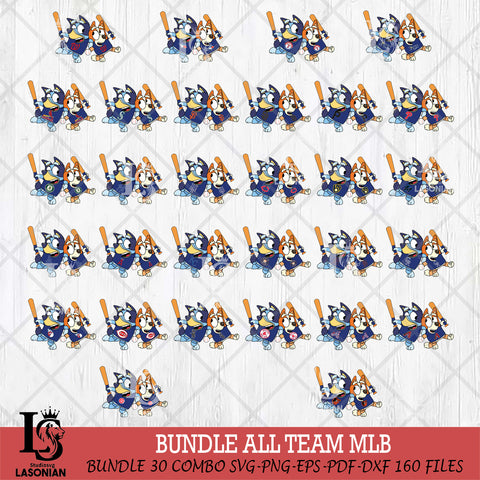 Bluey MLB svg , Bundle Bluey MLB 2 Svg Eps Dxf Png File, Digital Download, Instant Download