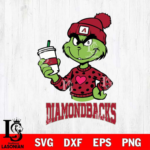 Arizona Diamondbacks Boujee Grinch Heart Christmas Cut Files Cricut, Svg Dxf Eps Png file , Silhouette