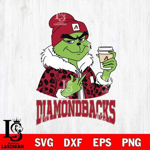 Arizona Diamondbacks Boujee Grinch Leopard Christmas Cut Files Cricut, Svg Dxf Eps Png file , Silhouette