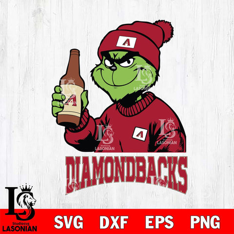 Arizona Diamondbacks Grinch Drinking Beer Christmas Cut Files Cricut, Svg Dxf Eps Png file , Silhouette