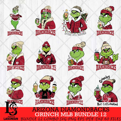 Arizona Diamondbacks Grinch MLB Bundle 12 SVG Eps Dxf Png File, Digital Download, Instant Download