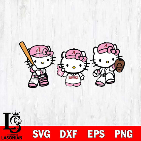 Arizona Diamondbacks Hello Kitty Pink Baseball 12 Svg Eps Dxf Png File, MLB svg, Digital Download, Instant Download