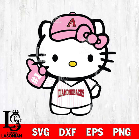 Arizona Diamondbacks Hello Kitty Pink Baseball 9 Svg Eps Dxf Png File, MLB svg, Digital Download, Instant Download