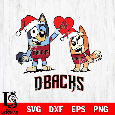 Arizona Diamondbacks Love Bluey Christmas Svg Eps Dxf Png File, Digital Download