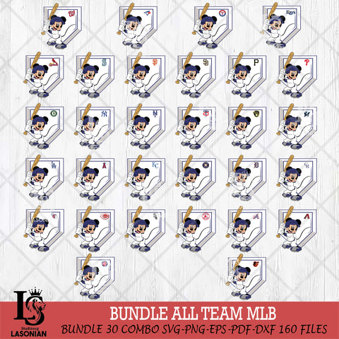 Mickey 2 MLB, bundle Mickey MLB Svg Eps Dxf Png File, Digital Download, Instant Download