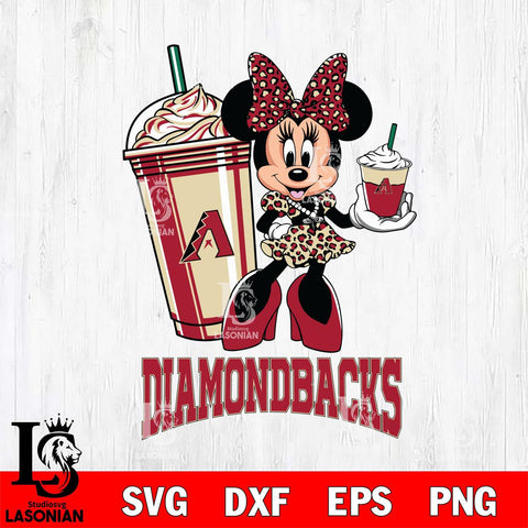 Arizona Diamondbacks Minnie Mouse Fan And Coffee Svg Eps Dxf Png File, Digital Download, Instant Download