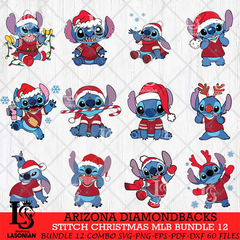 Arizona Diamondbacks Stitch Christmas MLB Bundle 12 SVG DXF EPS PNG file, Cut file cricut, Instant Download