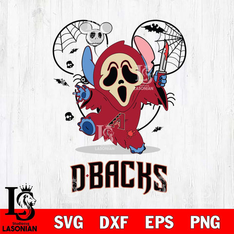 Arizona Diamondbacks Stitch Ghost Face Halloween 2 Svg Eps Dxf Png File, Digital Download, Instant Download