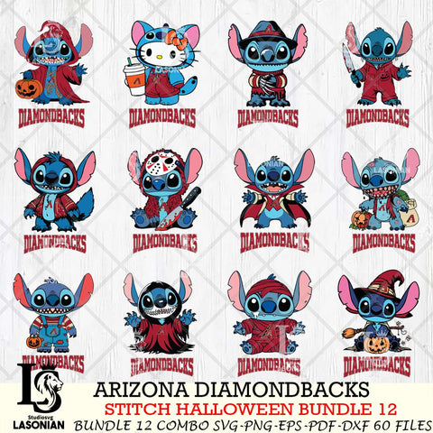 Arizona Diamondbacks Stitch Horror Bundle 12 SVG Svg Eps Dxf Png File, MLB svg, Digital Download, Instant Download