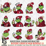 Arizona Diamondbacks  Boujee Grinch MLB Bundle 12 SVG Eps Dxf Png File, Digital Download, Instant Download