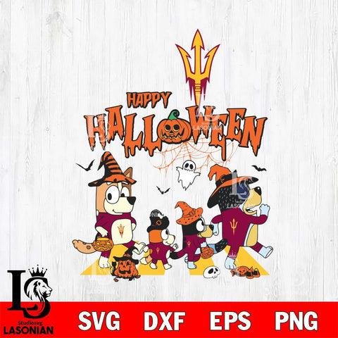 Arizona State Sun Devils Bluey Halloween Family Svg Eps Dxf Png File, Digital Download, Instant Download