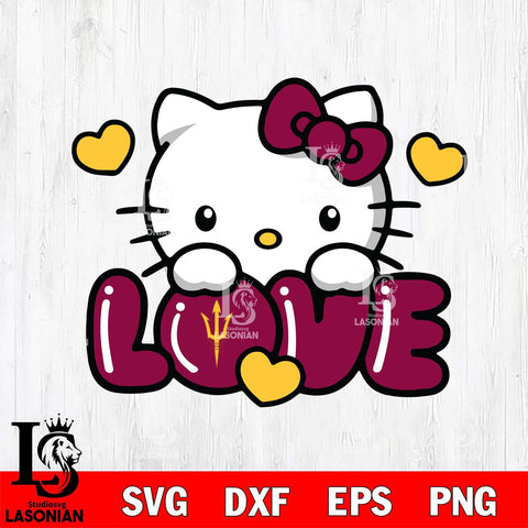 Arizona State Sun Devils Hello Kitty Love Svg Eps Dxf Png File, Digital Download, Instant Download