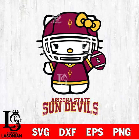 Arizona State Sun Devils Hello Kitty NCAA 1 Svg Eps Dxf Png File, Digital Download, Instant Download