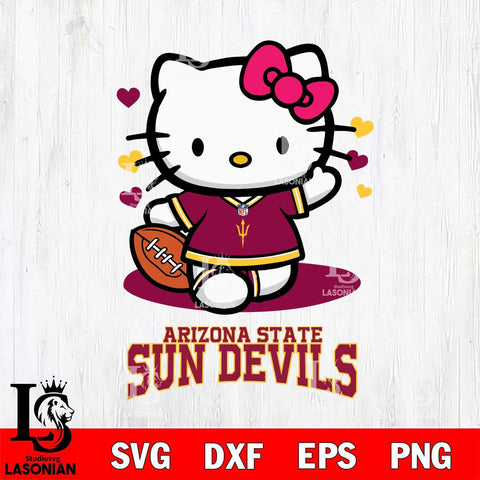 Arizona State Sun Devils Hello Kitty NCAA 3 Svg Eps Dxf Png File, Digital Download, Instant Download