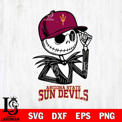 Arizona State Sun Devils Jack Skellington 3 Halloween Svg Eps Dxf Png File, NCAA svg, Digital Download, Instant Download