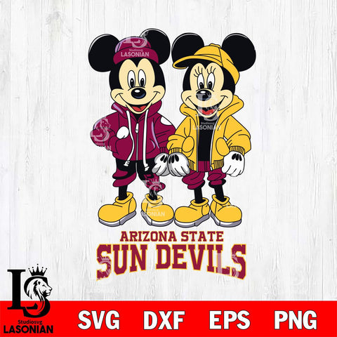 Arizona State Sun Devils Mickey Minnie Mouse Football Svg Eps Dxf Png File, NCAA svg , File Cut , Digital Download , Instant Download, Cut Svg Files