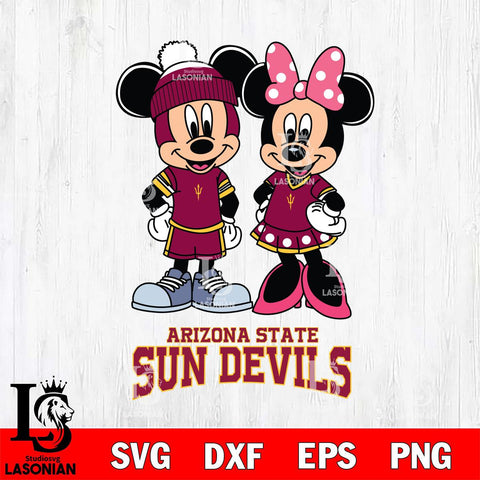 Arizona State Sun Devils Mickey Minnie Mouse Pink Svg Eps Dxf Png File, NCAA svg , File Cut , Digital Download , Instant Download, Cut Svg Files