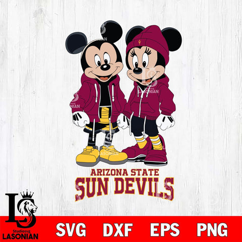 Arizona State Sun Devils Mickey Minnie Mouse Rugby Svg Eps Dxf Png File, NCAA svg , File Cut , Digital Download , Instant Download, Cut Svg Files