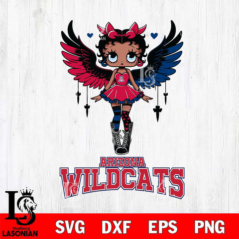 Arizona Wildcats Anglel Black Fan Girl Betty Boop, Svg Eps Dxf Png File, Digital Download