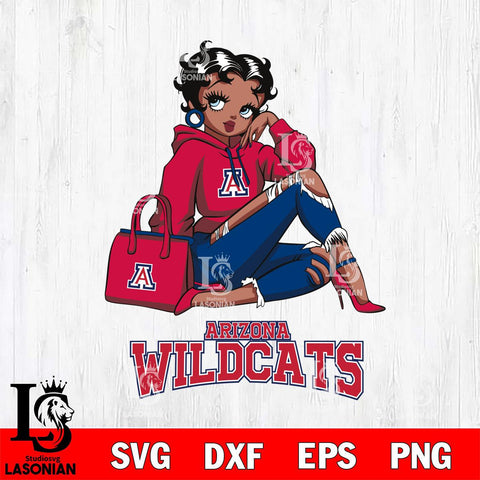 Arizona Wildcats Awesome Black Fan Girl Betty Boop, Svg Eps Dxf Png File, Digital Download