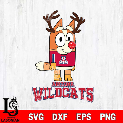 Arizona Wildcats Bluey Chilli Christmas Deer Svg Eps Dxf Png File, Digital Download