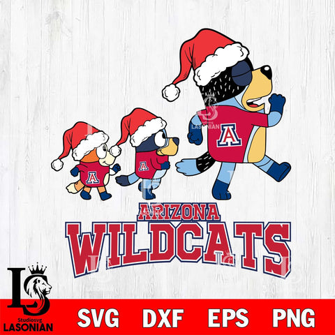 Arizona Wildcats Bluey Family Christmas Svg Eps Dxf Png File, Digital Download