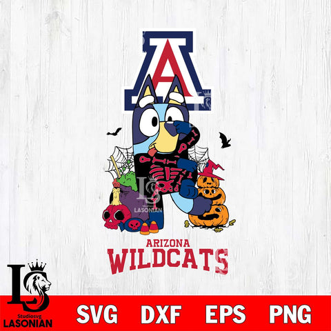 Arizona Wildcats Bluey Halloween NCAA 2 Svg Eps Dxf Png File, Digital Download, Instant Download