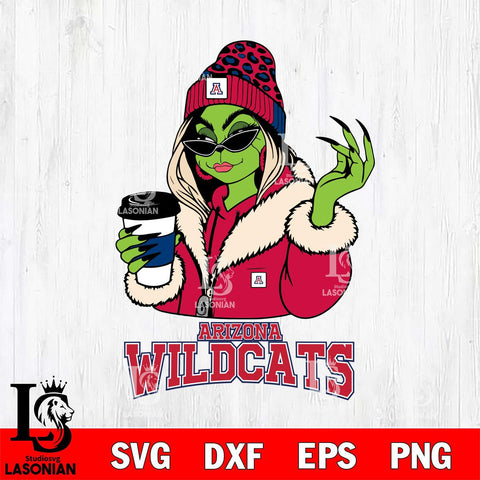 Arizona Wildcats Boujee Grinch Girls Christmas Cut Files Cricut, Svg Dxf Eps Png file, Digital download , Silhouette