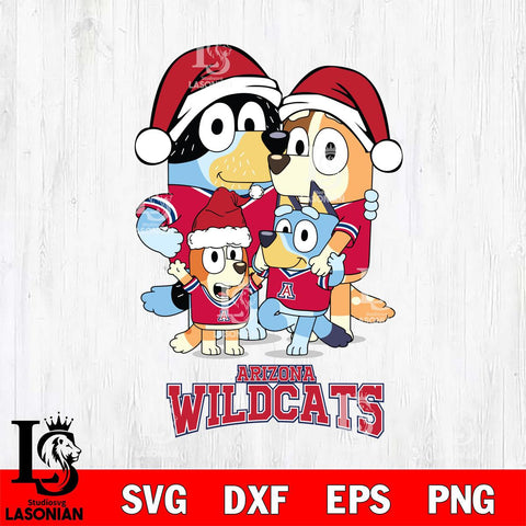 Arizona Wildcats Christmas Bluey Family Sport Cut Files,Bluey Cricut,Christmas Svg , Bluey svg , Digital Download, dxf eps png pdf file