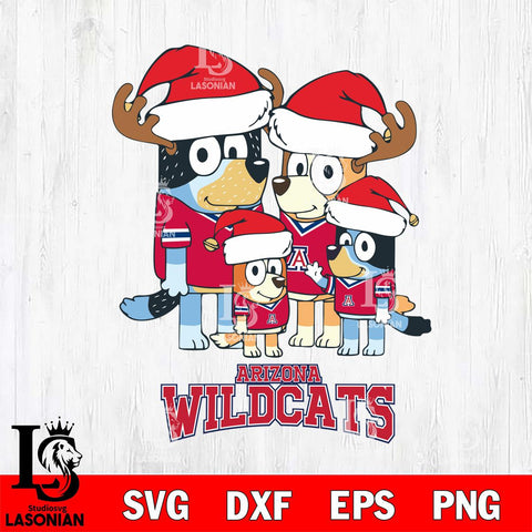 Arizona Wildcats Christmas Bluey Santa Family Cut Files,Bluey Cricut,Christmas Svg , Bluey svg , Digital Download, dxf eps png pdf file