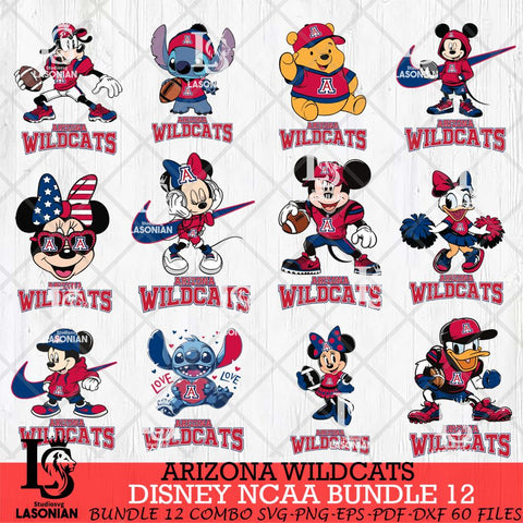 Arizona Wildcats Disney NCAA Bundle Svg PNG 12 Svg Eps Dxf Png File, Digital Download