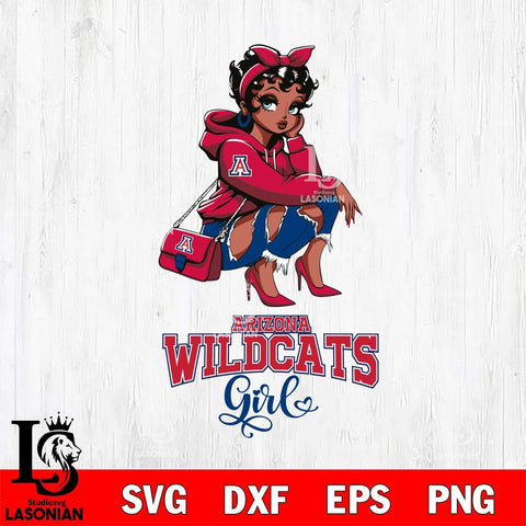 Arizona Wildcats Fashion Black Fan Girl Betty Boop, Svg Eps Dxf Png File, Digital Download