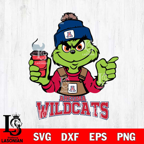 Arizona Wildcats Grinch with coffee Svg Eps Dxf Png File, Digital Download, Instant Download