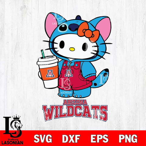 Arizona Wildcats Hello Kitty Stitch Svg Eps Dxf Png File, NCAA svg, Digital Download, Instant Download