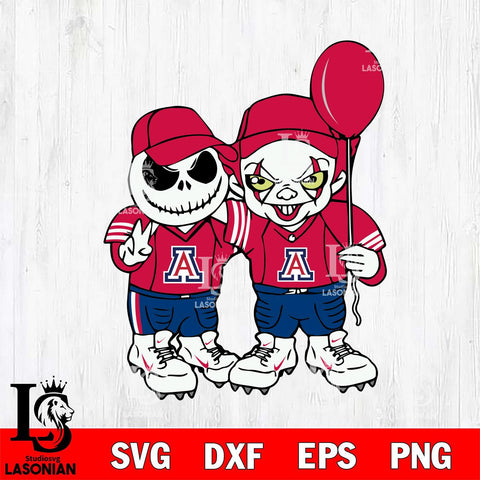 Arizona Wildcats Jack Skellington And Pennywise Football Svg Eps Dxf Png File, NCAA svg, Digital Download, Instant Download