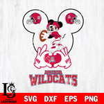 Arizona Wildcats Mickey Heart Rugby Svg Eps Dxf Png File, Digital Download ,Instant Download, Cricut File